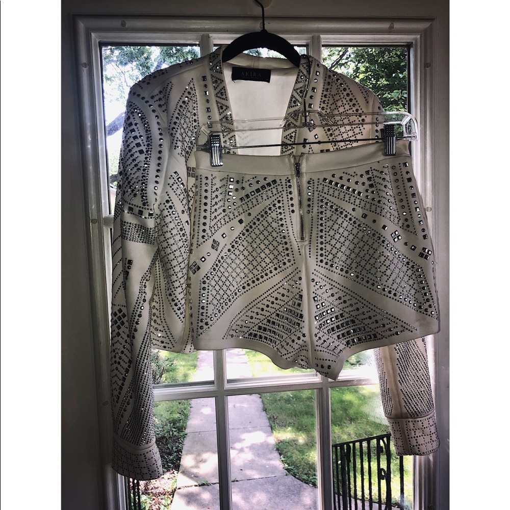 Embellished white and silver two piece set